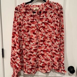 Blu Pepper Red and Pink Patterned Blouse